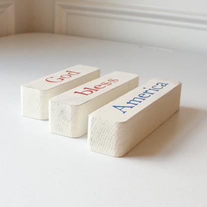 God Bless America Stacked Blocks - Made in the USA