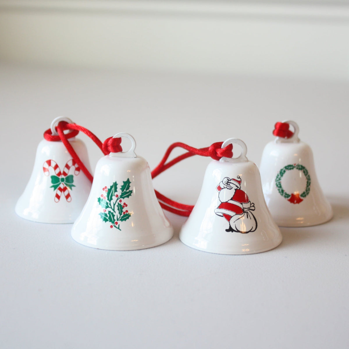 Set of 4 Christmas Bell Ornaments - Made in the USA
