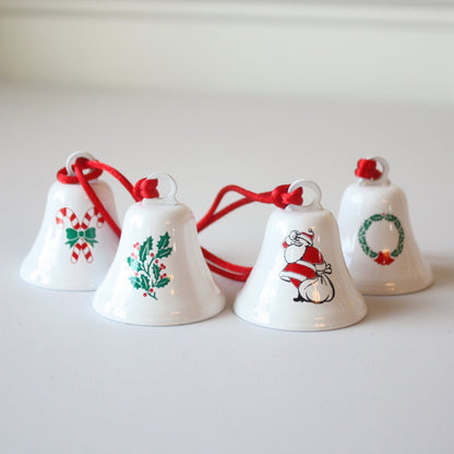 Set of 4 Christmas Bell Ornaments - Made in the USA