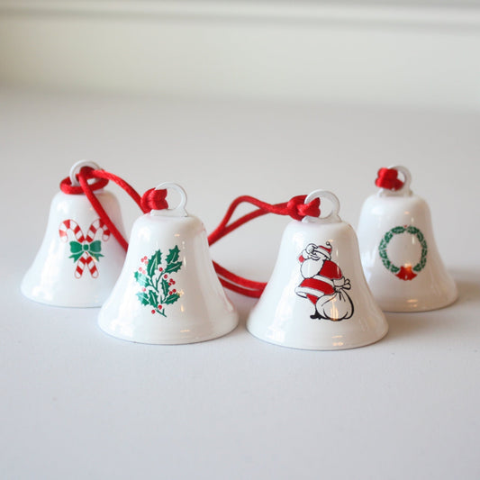 Set of 4 Christmas Bell Ornaments - Made in the USA