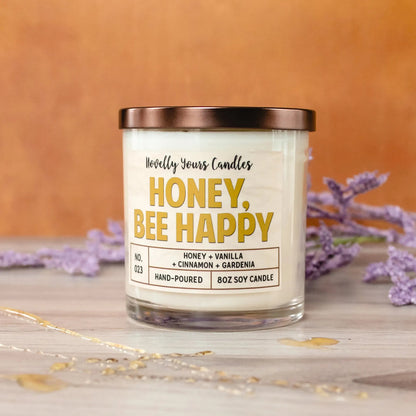 Novelly Yours - Honey Bee Happy Soy Candle - Made in the USA