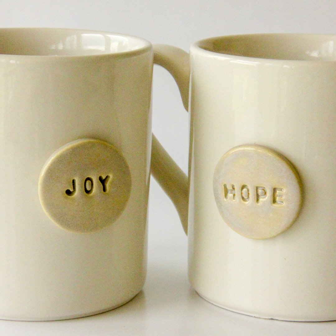 Stoneware Hope and Joy Mugs - Made in the USA