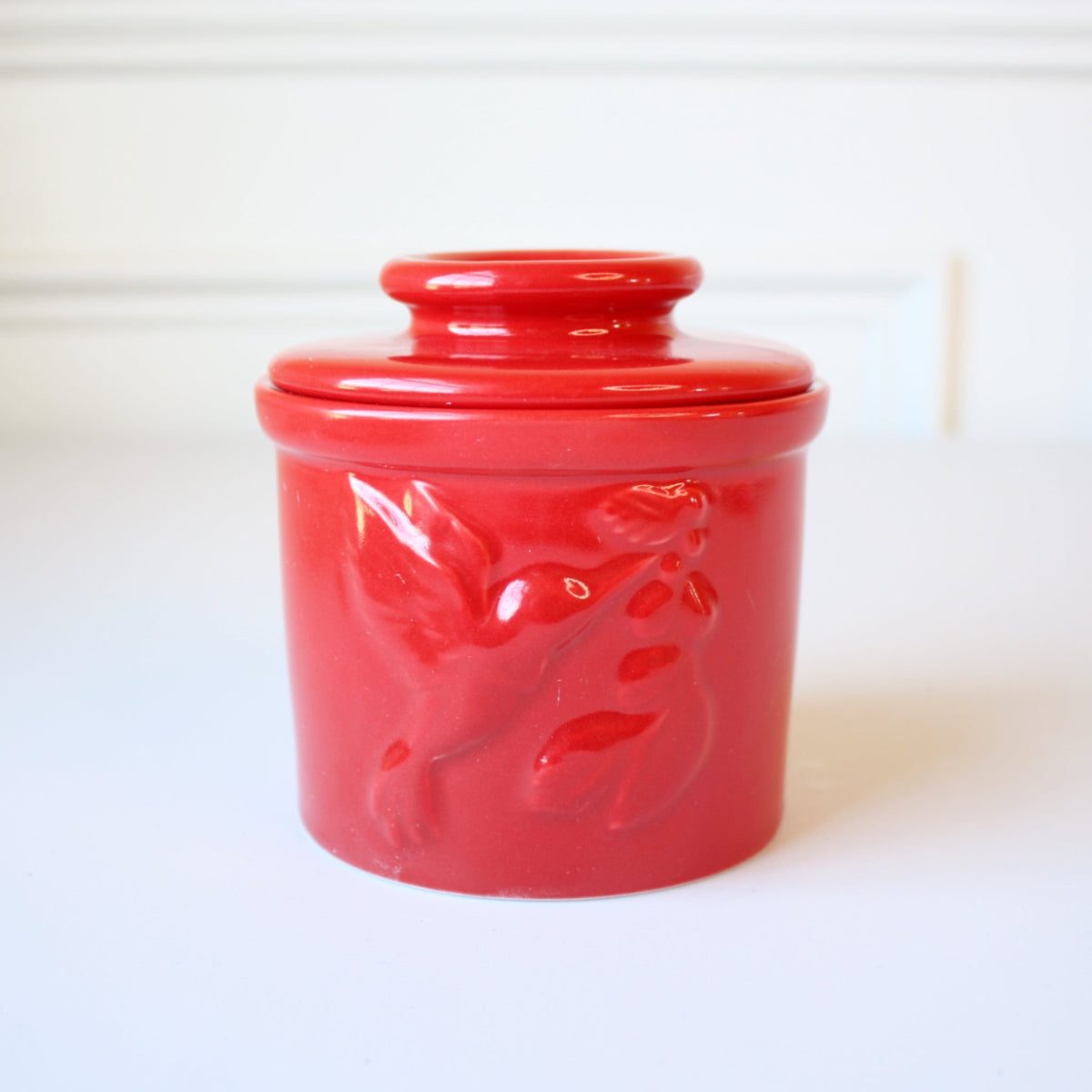 Porcelain Hummingbird Butter Crock - Made in the USA