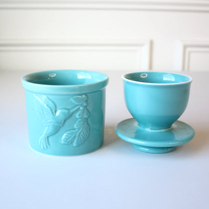 Porcelain Hummingbird Butter Crock - Made in the USA