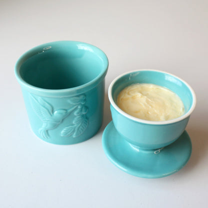Porcelain Hummingbird Butter Crock - Made in the USA
