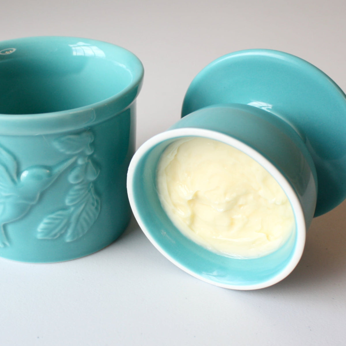 Porcelain Hummingbird Butter Crock - Made in the USA