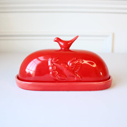 Porcelain Hummingbird Butter Dish - Made in the USA