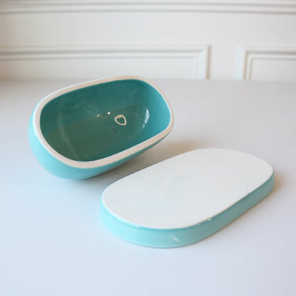 Porcelain Hummingbird Butter Dish - Made in the USA