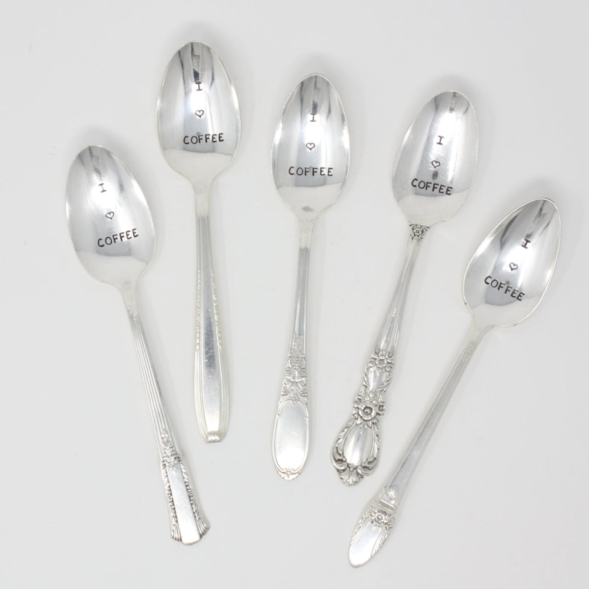 Vintage Stamped Spoons - I (Heart) Coffee - Made in the USA