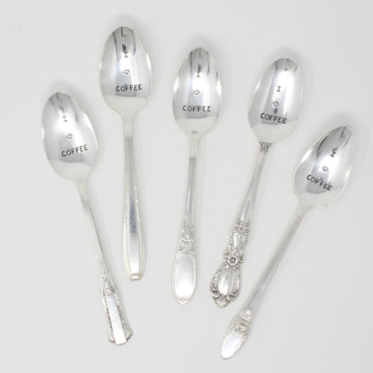 Vintage Stamped Spoons - I (Heart) Coffee - Made in the USA