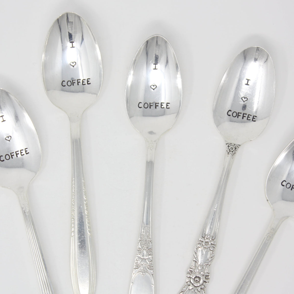 Vintage Stamped Spoons - I (Heart) Coffee - Made in the USA
