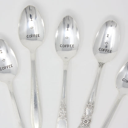 Vintage Stamped Spoons - I (Heart) Coffee - Made in the USA