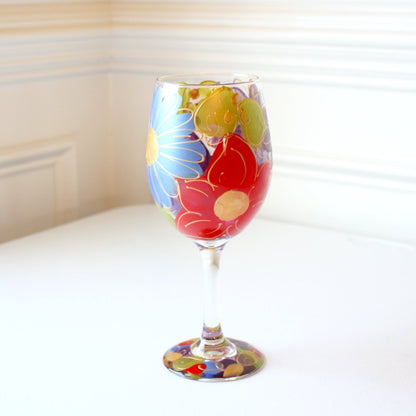 Hand Painted Wine Glasses - Julia's Floral - Made in the USA