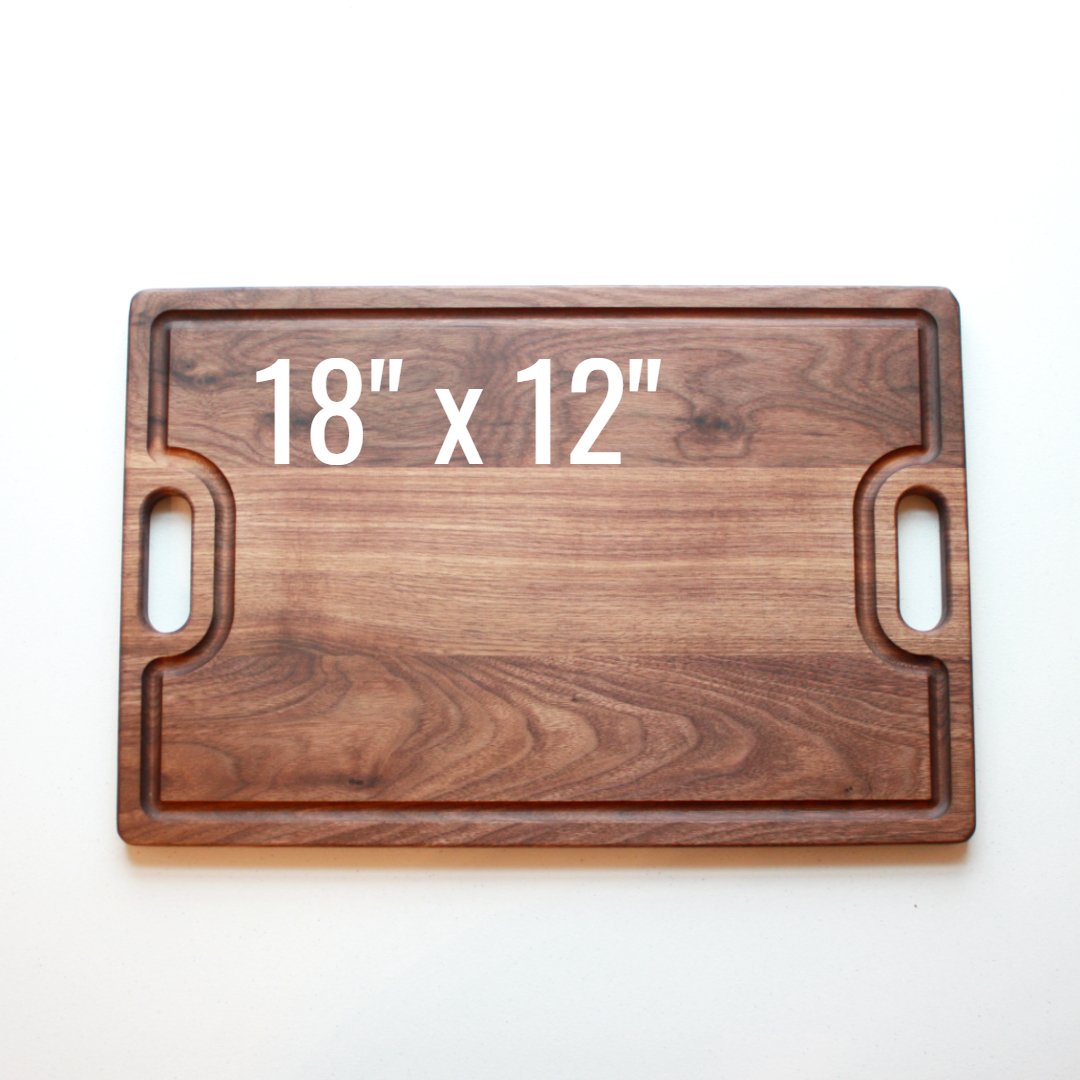 Large Walnut Cutting Board with Handles - Made in the USA