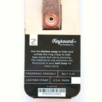 Leather Keychain for Belt or Bag - Made in the USA