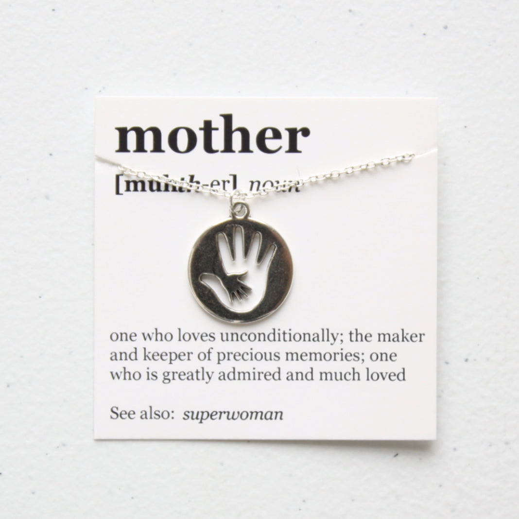 Mother Pendant Necklace - Hand in Hand - Made in the USA