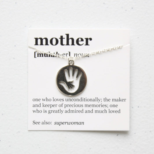 Mother Pendant Necklace - Hand in Hand - Made in the USA