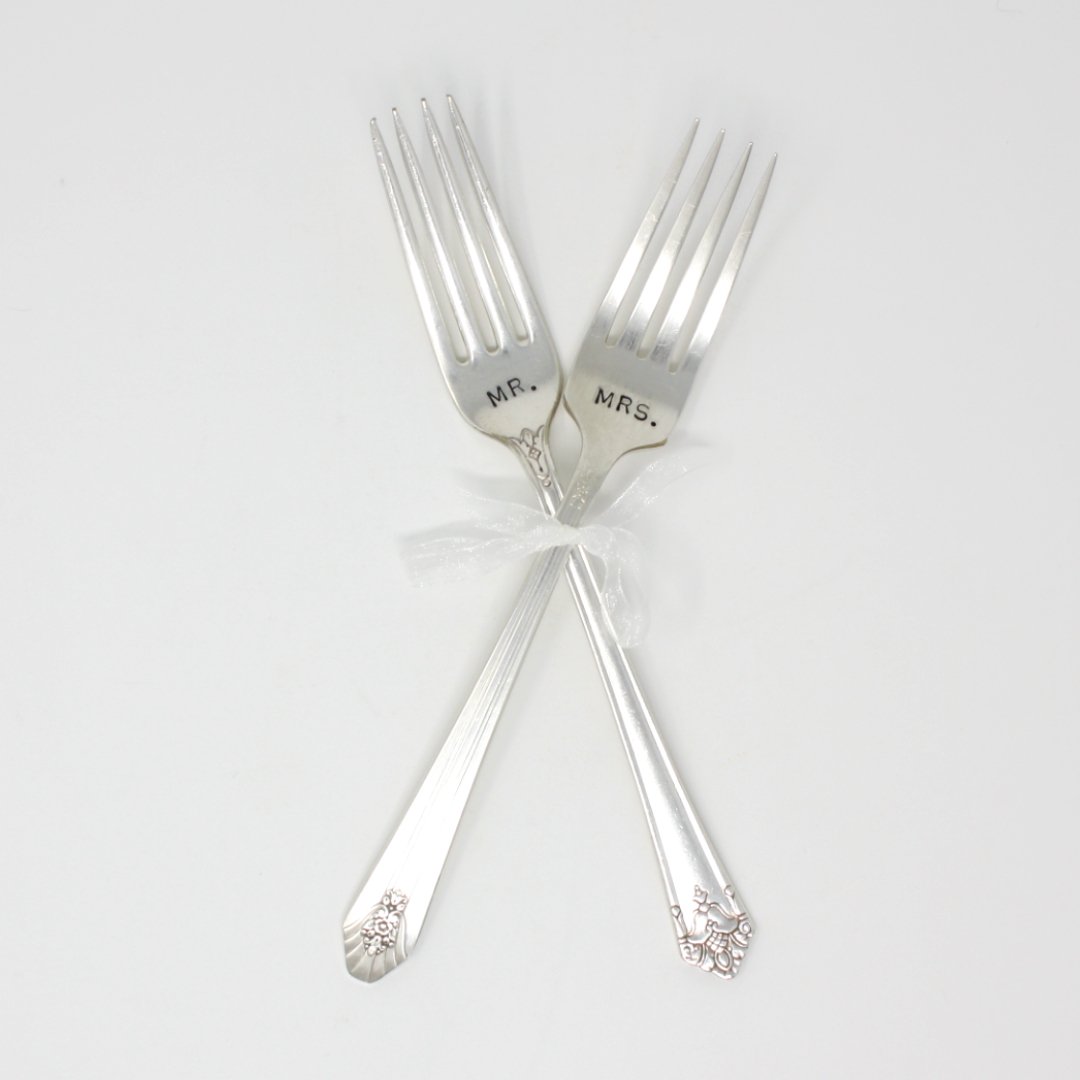 Vintage Spoons - "Mr." and "Mrs." Fork Set - Made in the USA