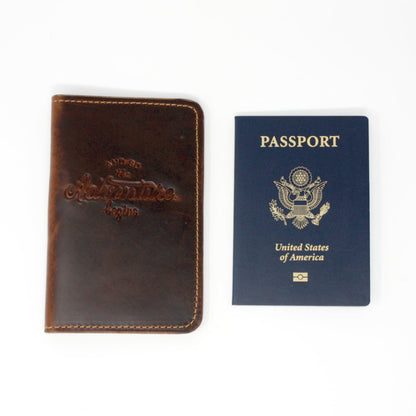 Handcrafted Leather Passport Cover - And so the Adventure Begins - Made in the USA