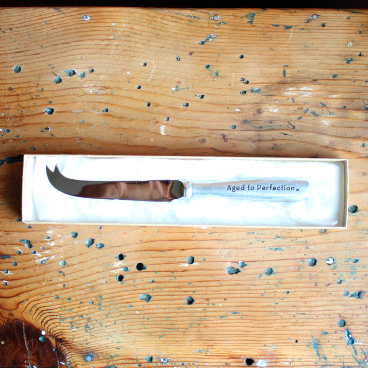 Pewter "Aged to Perfection" Cheese Knife - Made in the USA