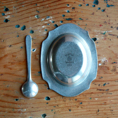 Pewter Salt Cellar and Spoon - Made in the USA