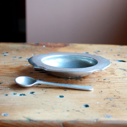 Pewter Salt Cellar and Spoon - Made in the USA