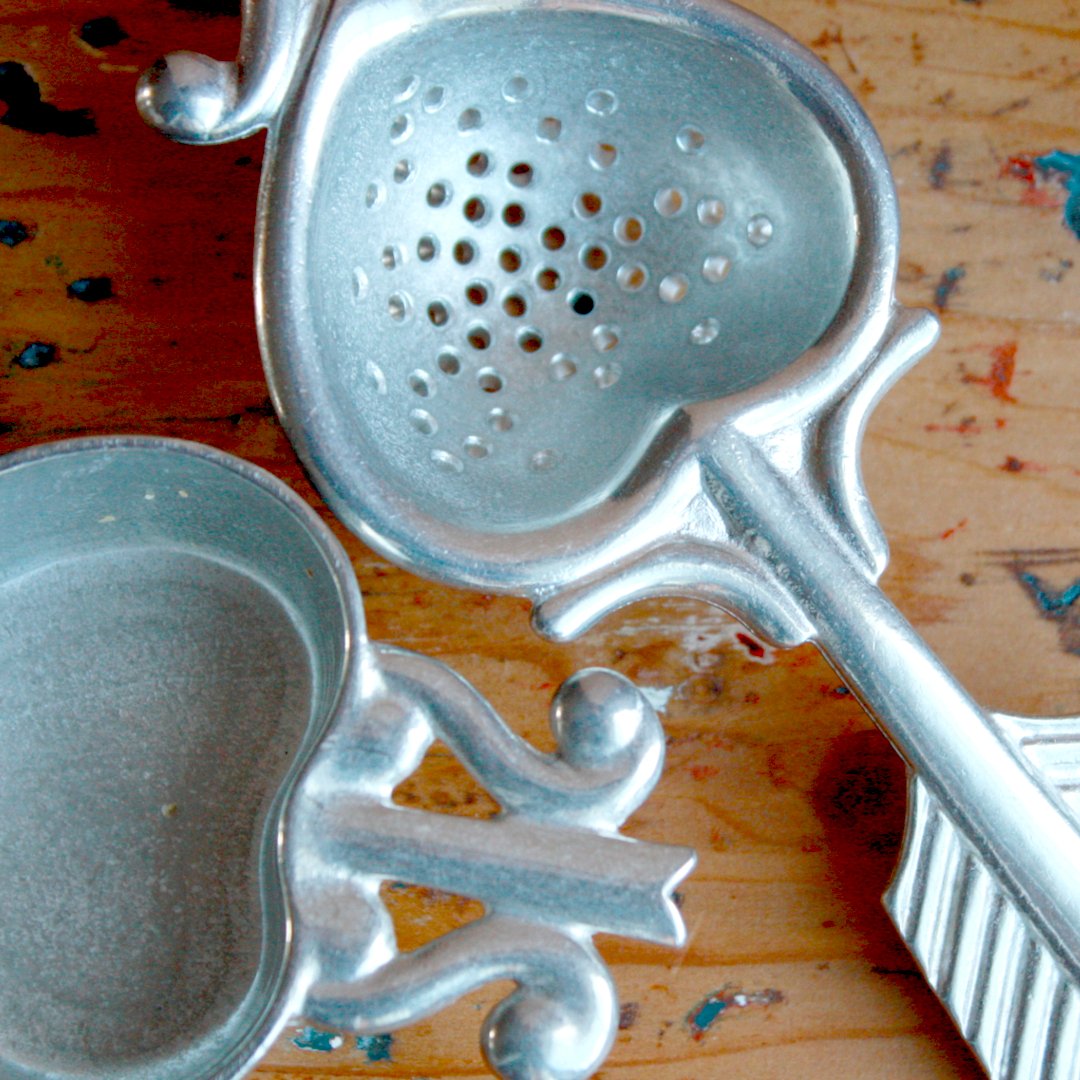 Pewter Heart Tea Strainer - Made in the USA