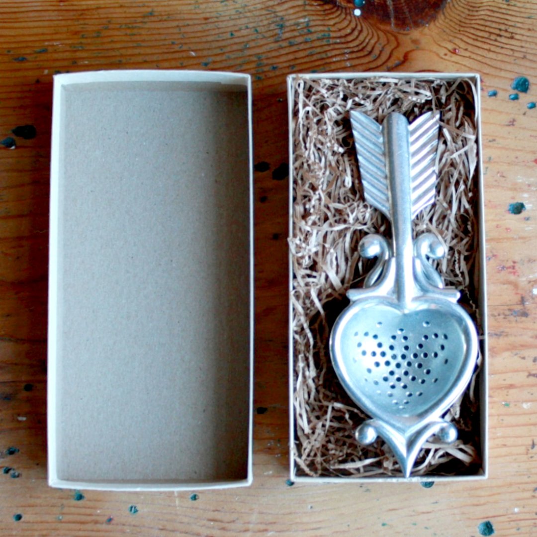 Pewter Heart Tea Strainer - Made in the USA