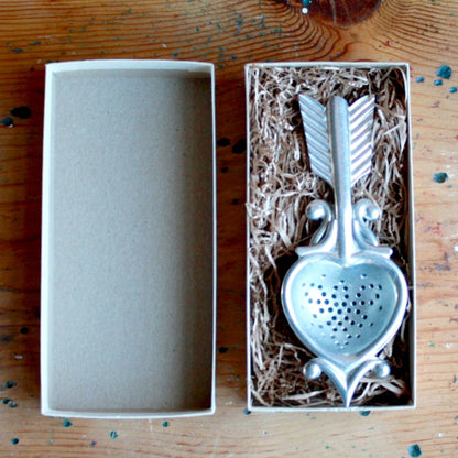 Pewter Heart Tea Strainer - Made in the USA