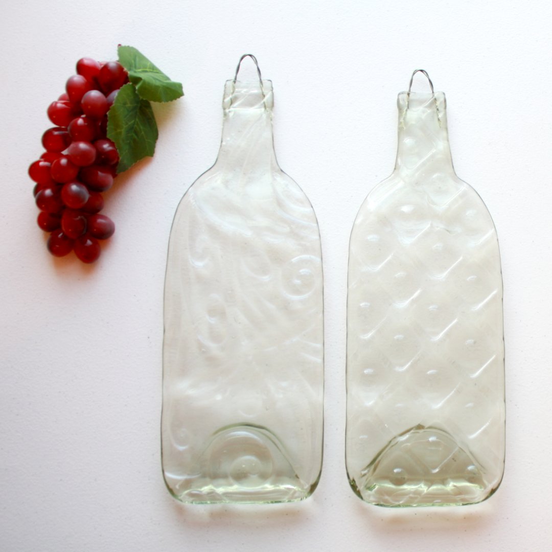 Upcycled Wine Bottle Cheese Board in Clear - Made in the USA