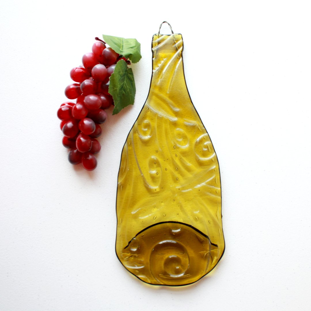 Upcycled Wine Bottle Cheese Board in Gold - Made in the USA
