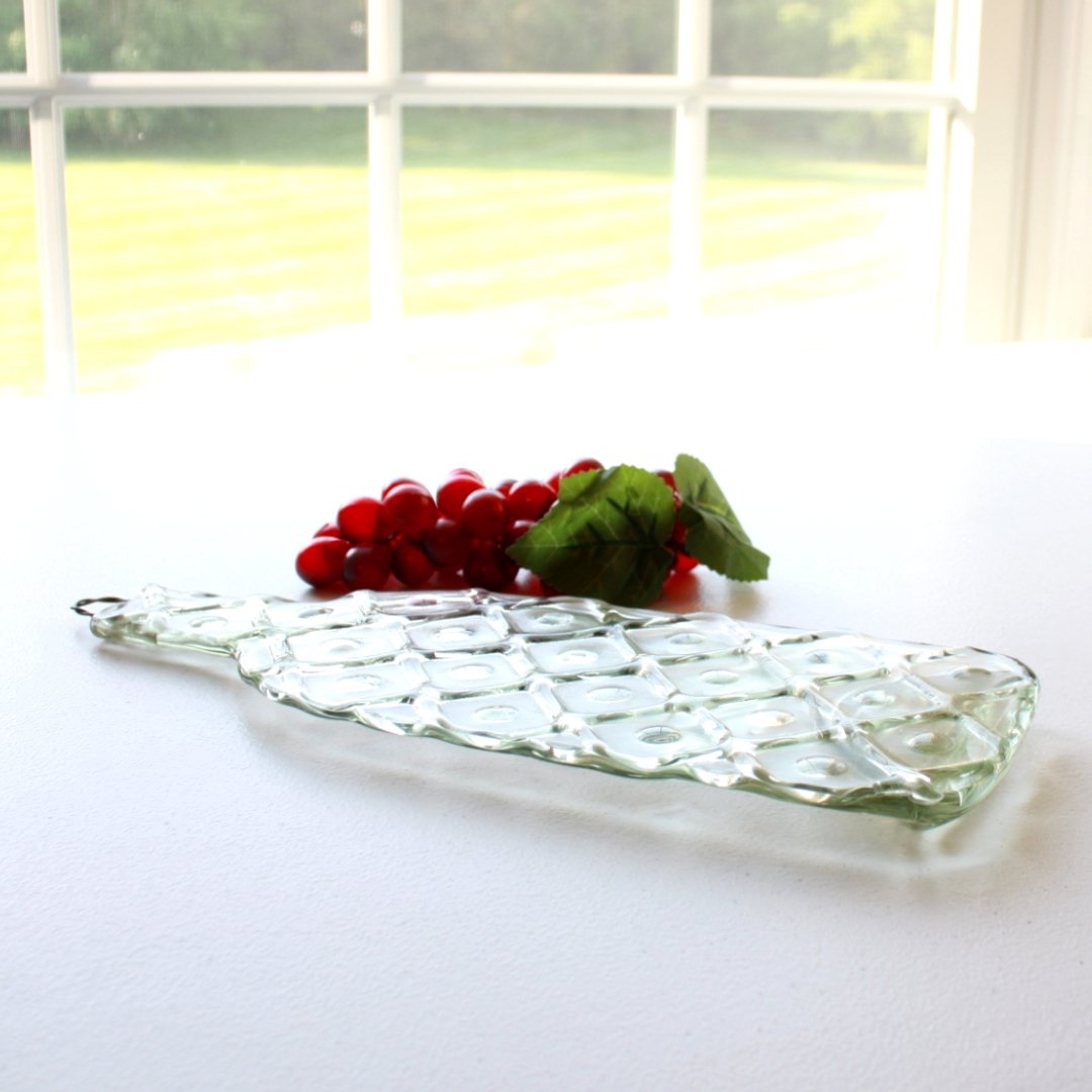 Upcycled Wine Bottle Cheese Board in Clear - Made in the USA