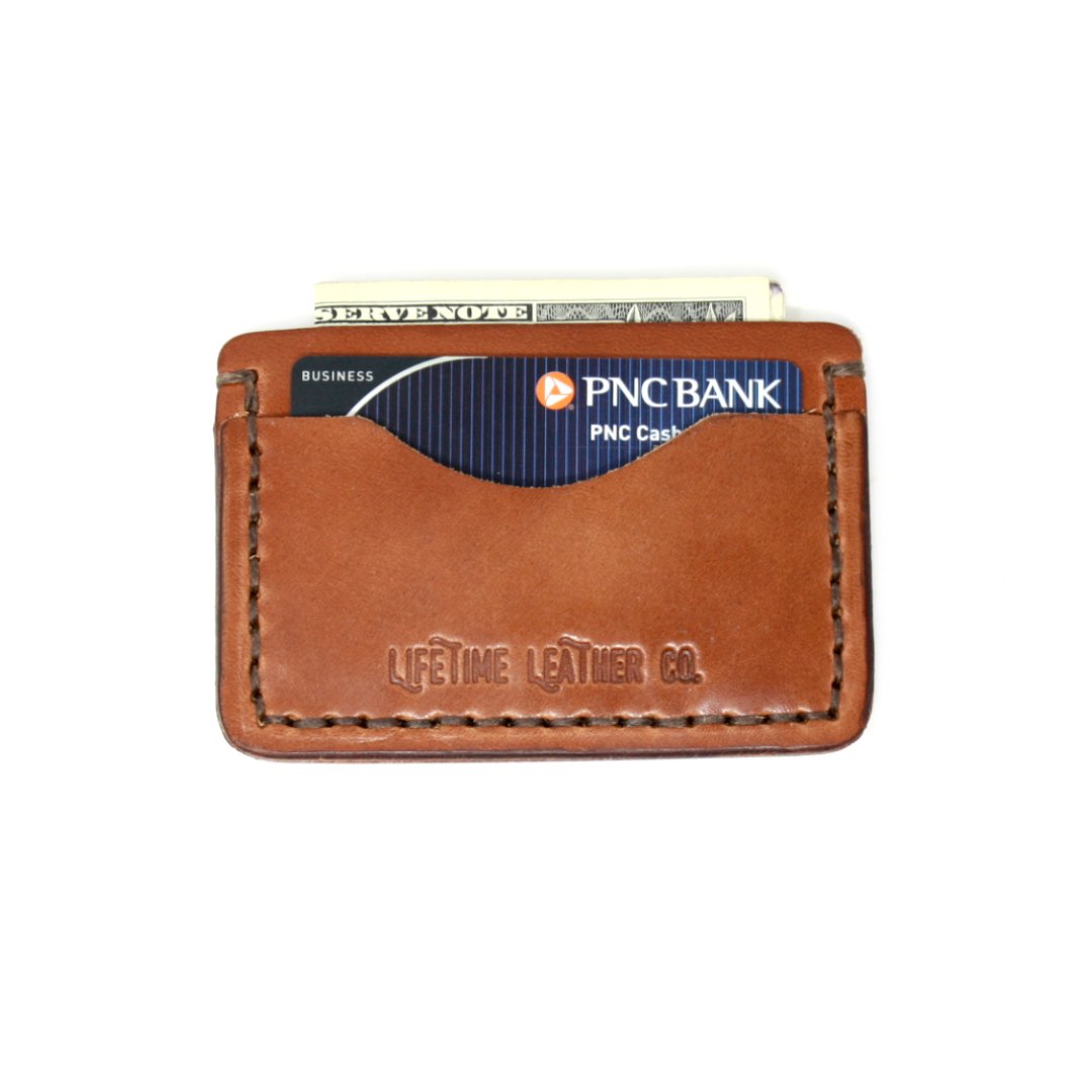 Handcrafted Leather Slim Front Pocket Wallet - Buck Brown - Made in the USA