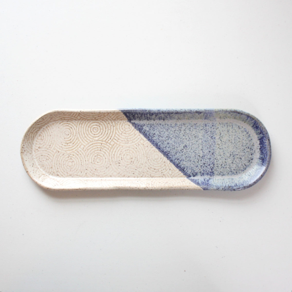Blue and White Swirl Ceramic Platter - Made in the USA