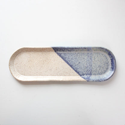Blue and White Swirl Ceramic Platter - Made in the USA