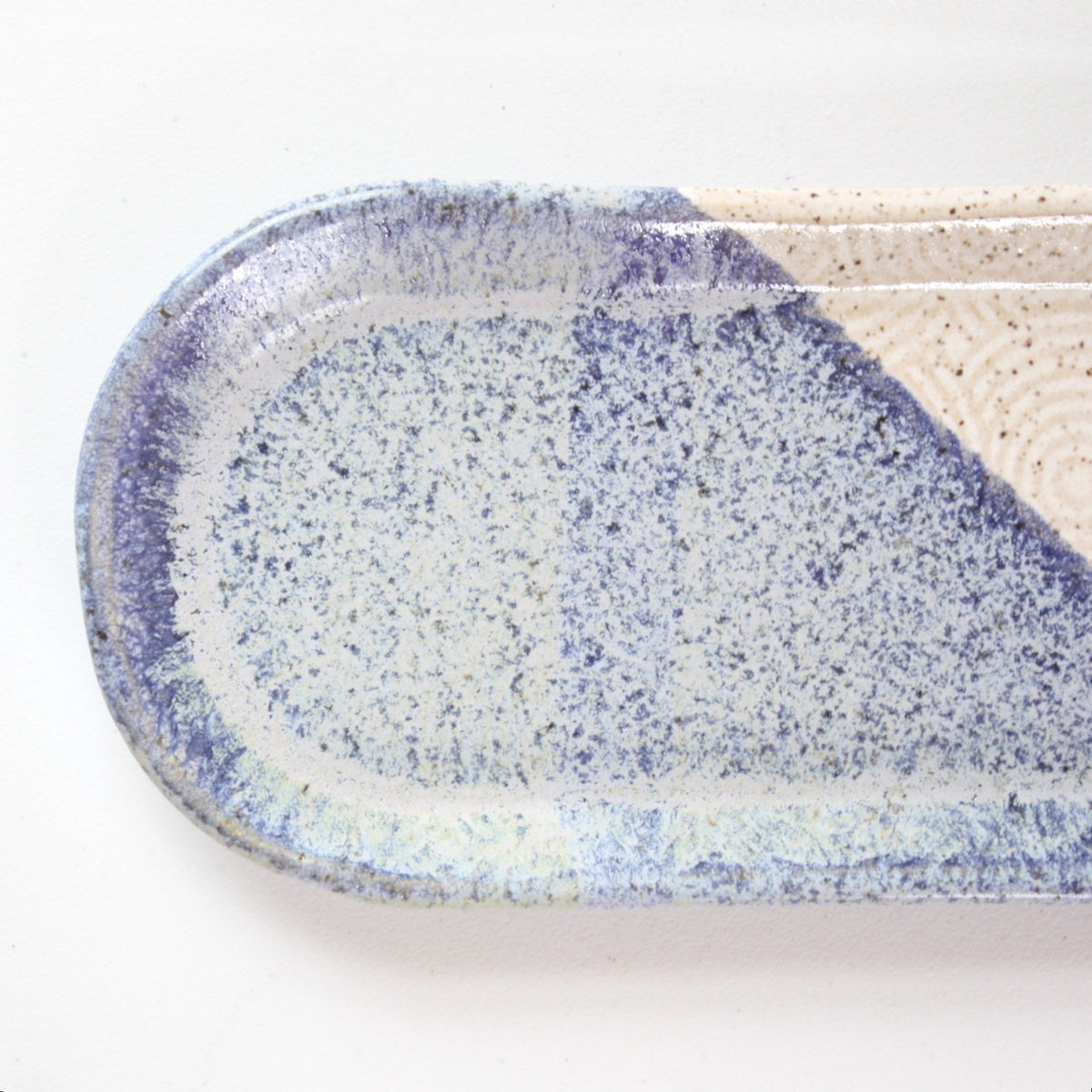 Blue and White Swirl Ceramic Platter - Made in the USA