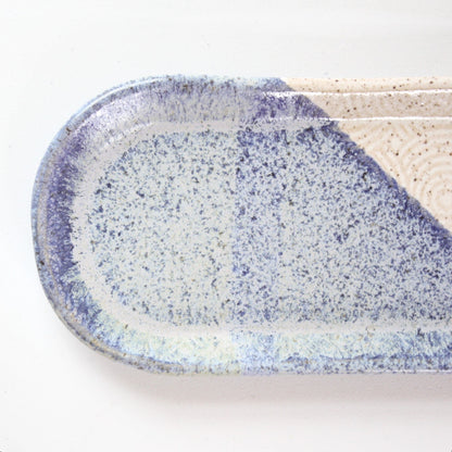 Blue and White Swirl Ceramic Platter - Made in the USA