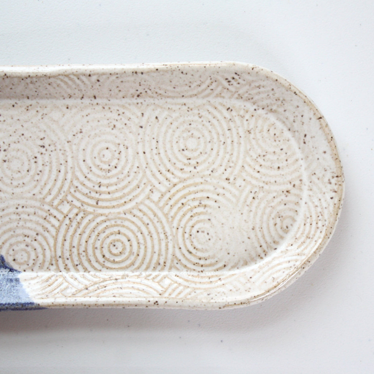 Blue and White Swirl Ceramic Platter - Made in the USA