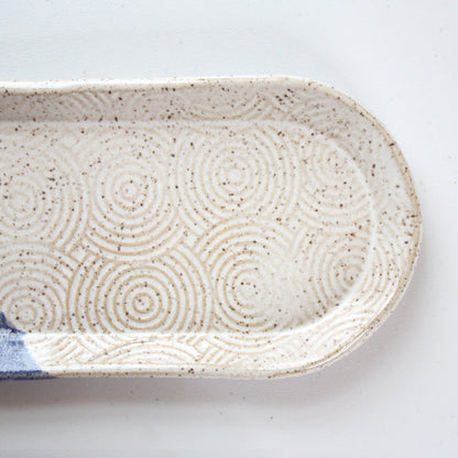 Blue and White Swirl Ceramic Platter - Made in the USA