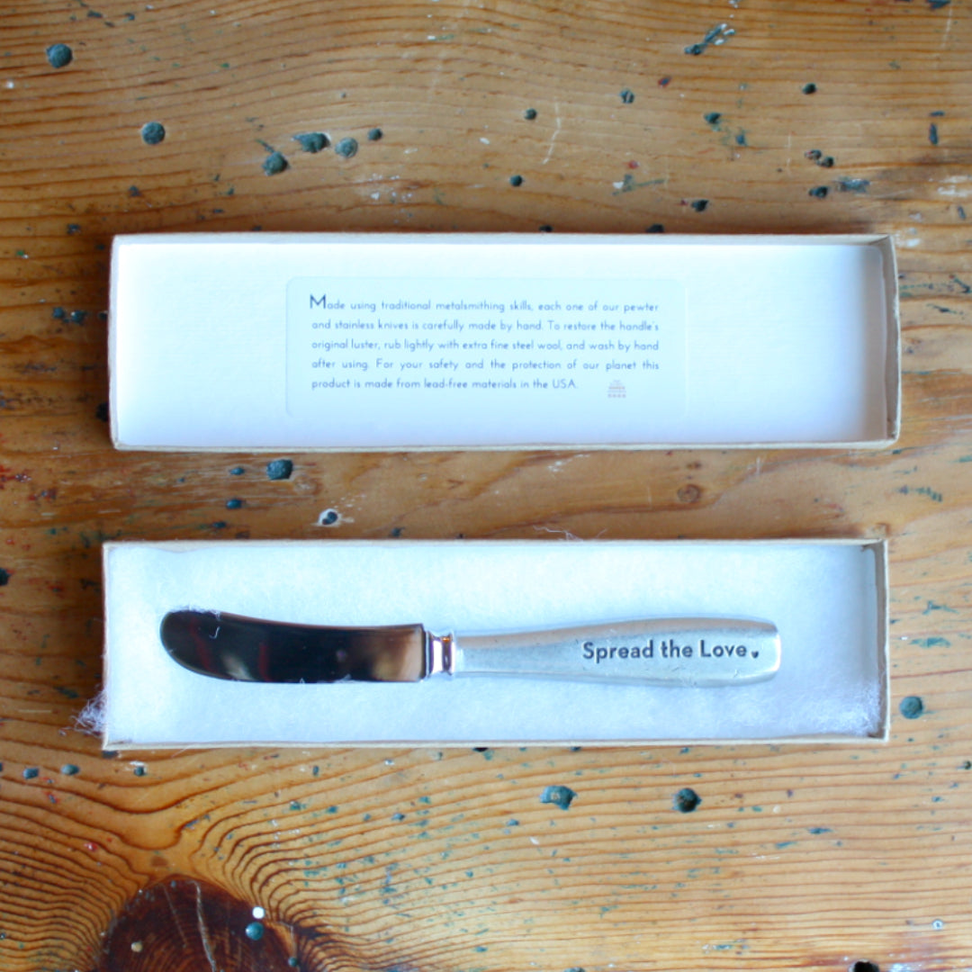 Pewter "Spread the Love" Cheese Spreader - Made in the USA