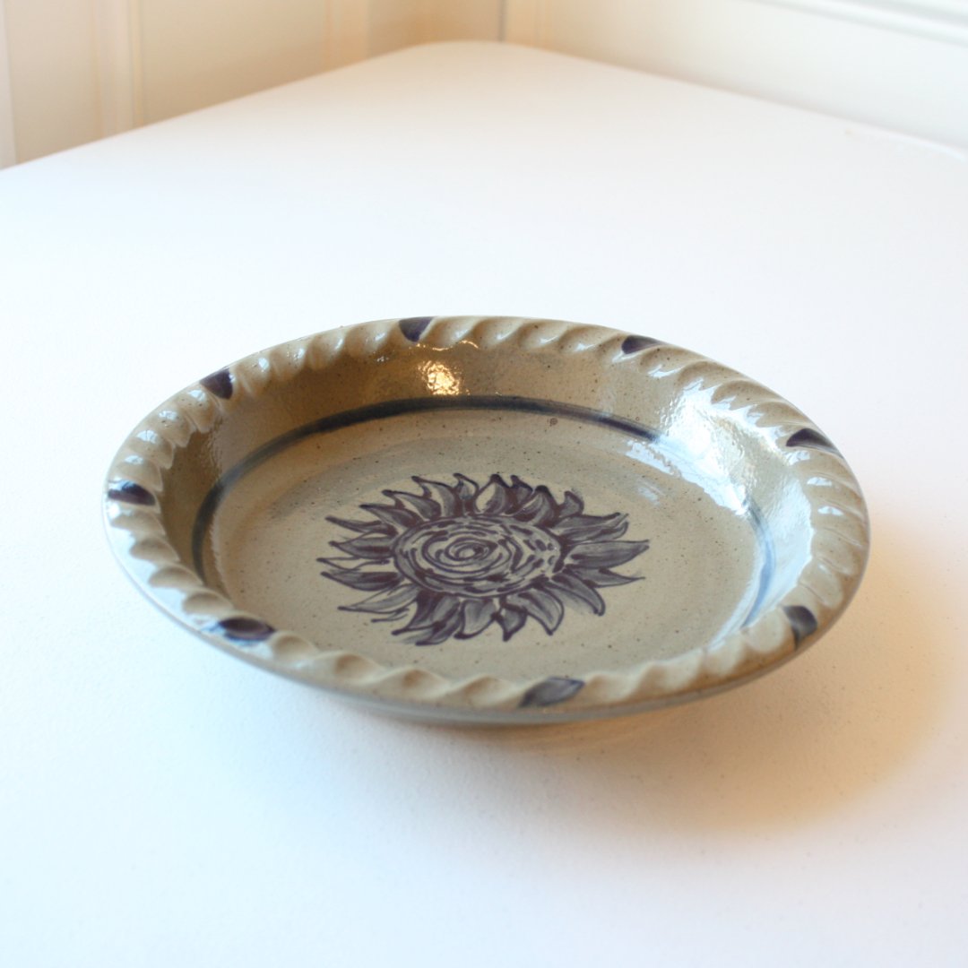 Sunflower Hand Painted Pottery Pie Plate - Made in the USA