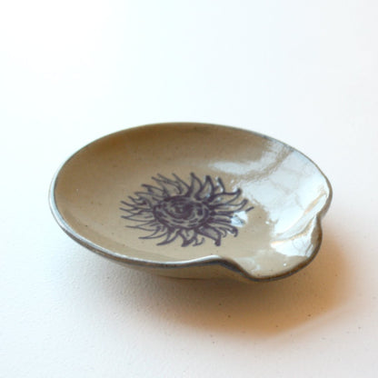 Sunflower Hand Painted Pottery Spoon Rest - Made in the USA