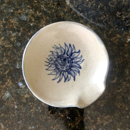 Sunflower Hand Painted Pottery Spoon Rest - Made in the USA