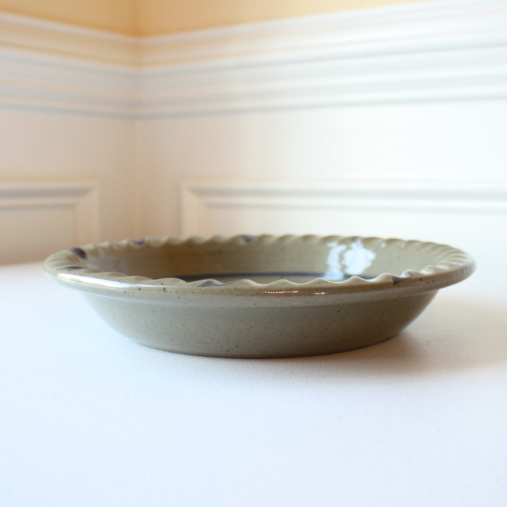 Wheat Pattern Hand Painted Pottery Pie Plate - Made in the USA