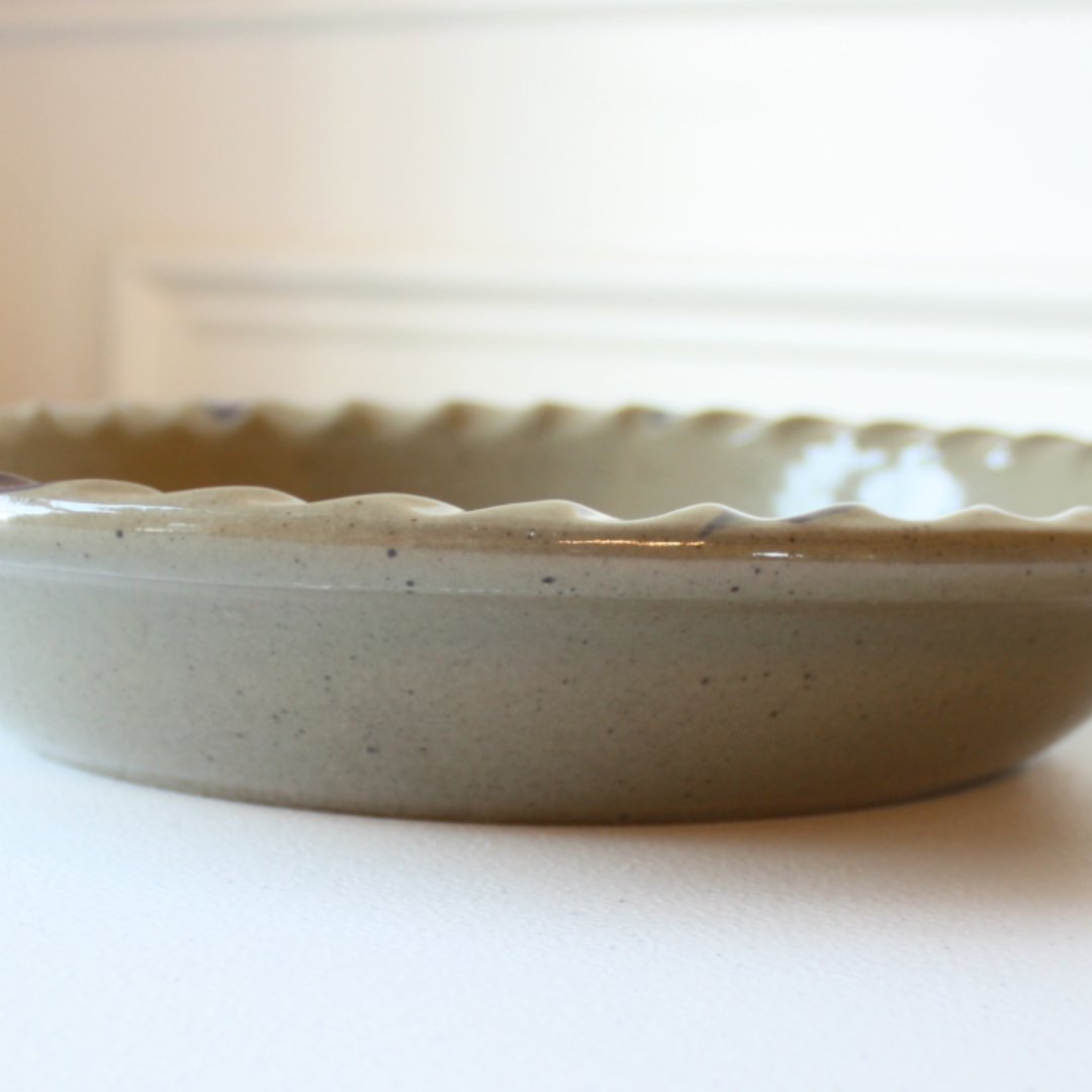 Wheat Pattern Hand Painted Pottery Pie Plate - Made in the USA