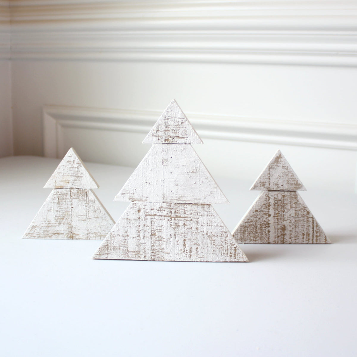 Set of 3 Handmade Wood Christmas Trees - Made in the USA
