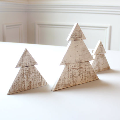 Set of 3 Handmade Wood Christmas Trees - Made in the USA