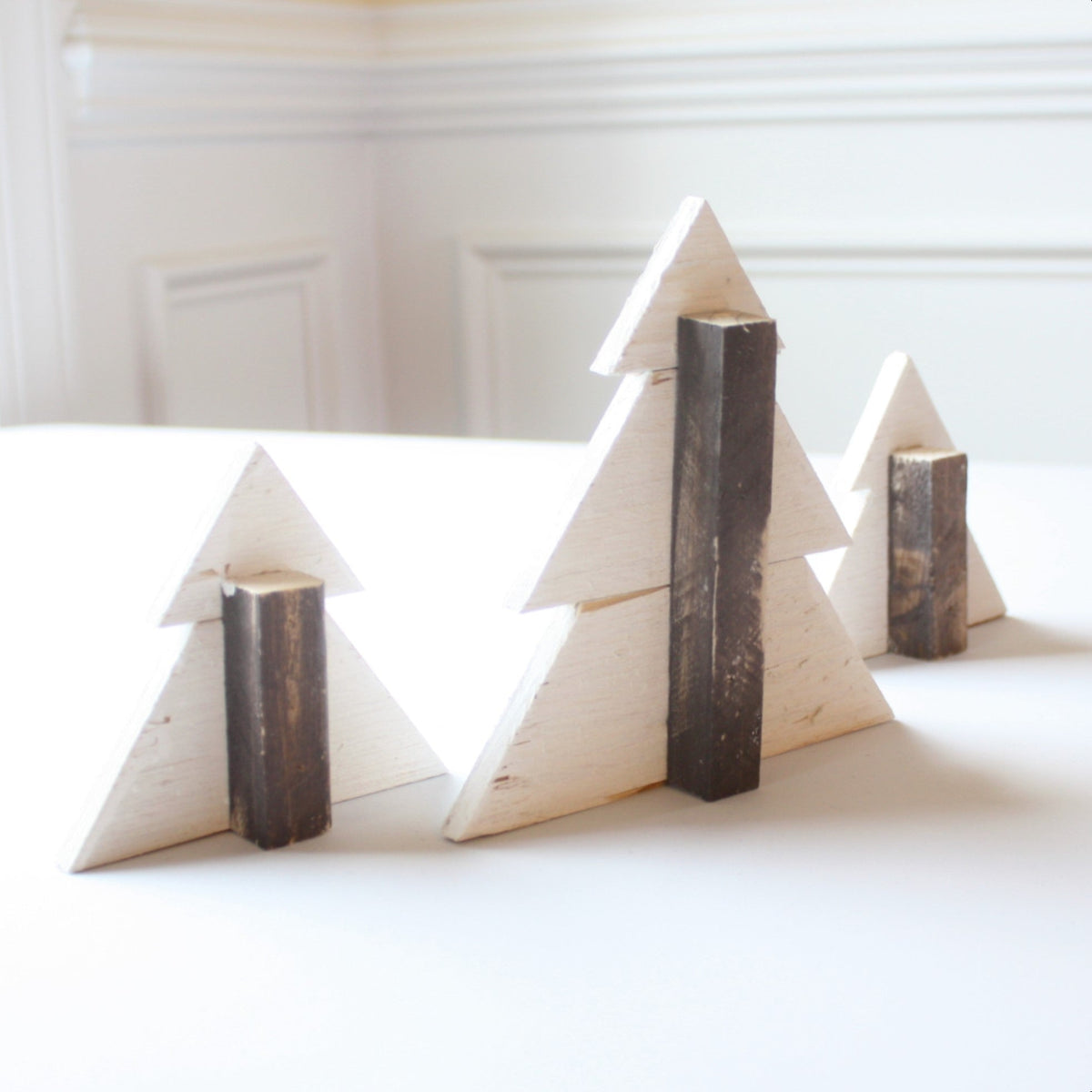Set of 3 Handmade Wood Christmas Trees - Made in the USA