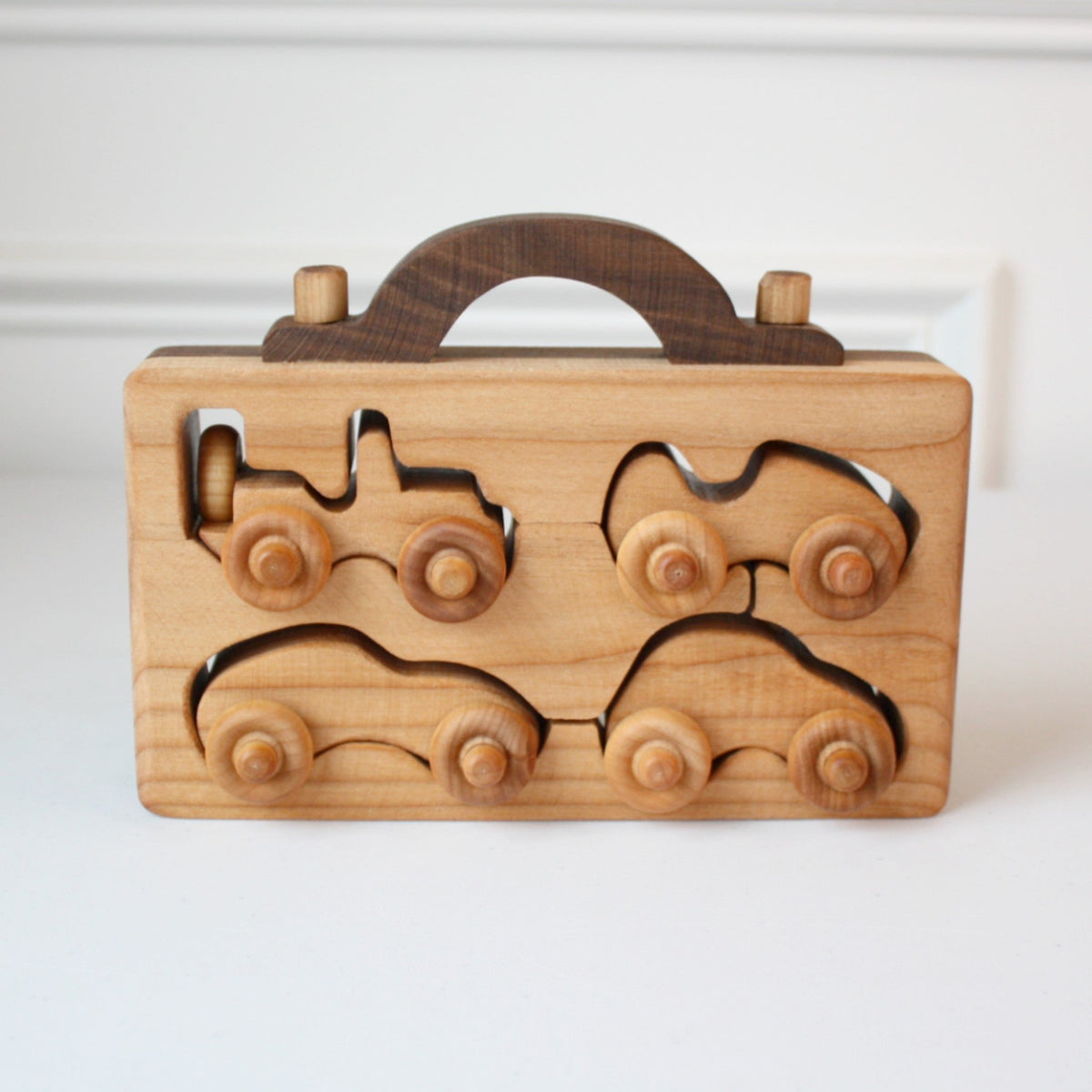 Wooden Toy 4 Car Fun Pack with Case - Made in the USA