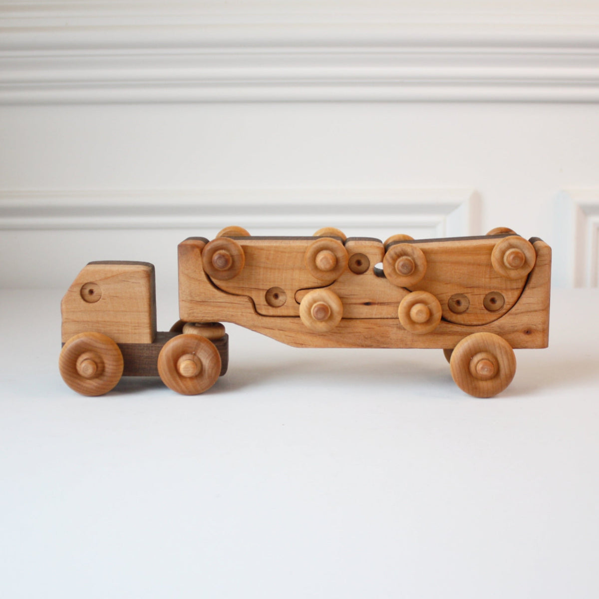 Wooden Transporter Truck with 3 Cars - Made in the USA